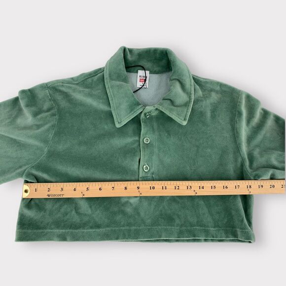 NWT RE/DONE BY HANES Cropped velour polo shirt Small - Picture 9 of 12